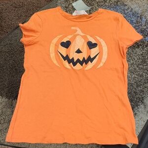 H&M Orange Pumpkin Face Tee -NWT